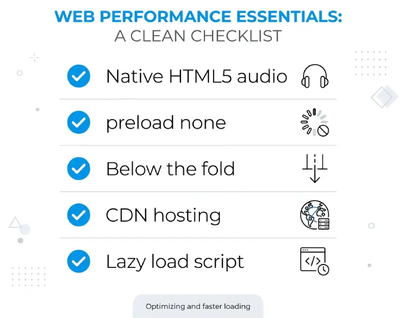 Clean audio implementation checklist for Core Web Vitals